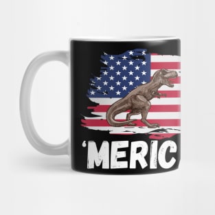 Vintage American flag T-Rex Dinosaur 4th Of July Independence Day Patriotic Party Mug